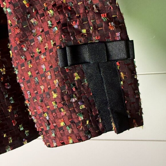 Maggy London Petite Sz 4 Burgandy with Multicolor Flecks Black Trim Pencil Skirt - Picture 7 of 9